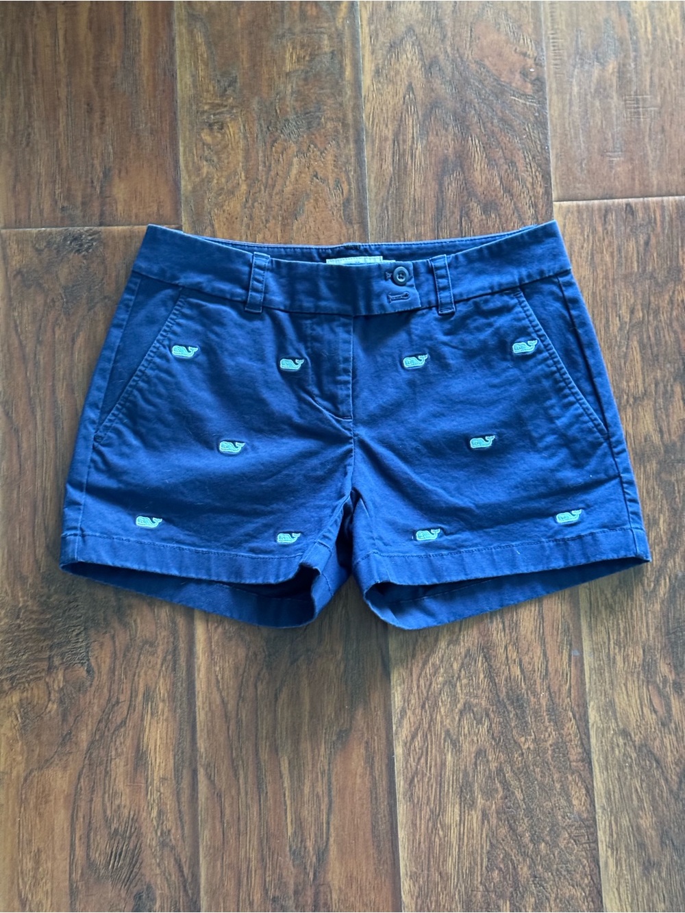 Vineyard Vines Navy Shorts with Light Blue Whale Embroidery